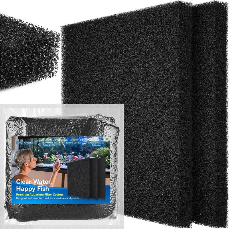 Borlech Aquarium Bio Filter Sponge Pad - Cut-to-Size Aquarium Filter Media for Fish Tank, Pond, Sump - Mechanical & Biological Filtration (18.5"x18.5"x1.6", 20PPI, 2 Pack) - Image 1